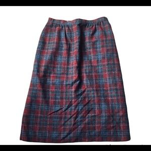 VTG Pendleton Wool Lined Tartan Plaid A Line Skirt Sz. 27/6 Red Gray